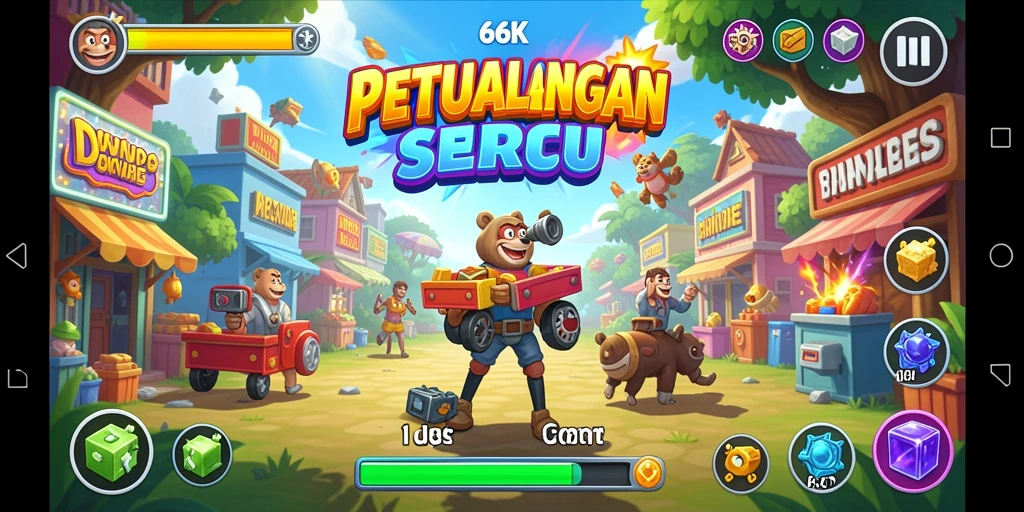 Screenshot utama 66K menunjukkan gameplay yang penuh warna dan seru.