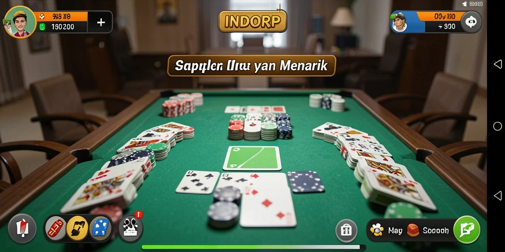 Tampilan utama gameplay INDORP yang penuh aksi Gaple.