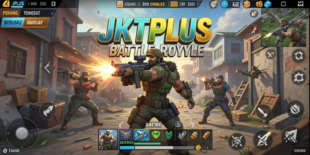 Screenshot gameplay JKTPLUS yang menampilkan pertarungan Battle Royale yang seru.