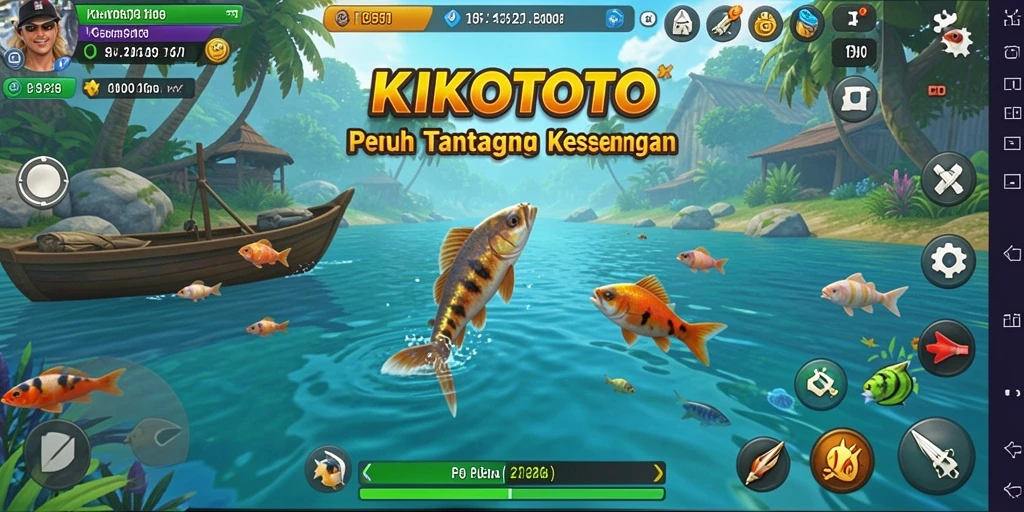 Tampilan gameplay seru saat memancing di KIKOTOTO.