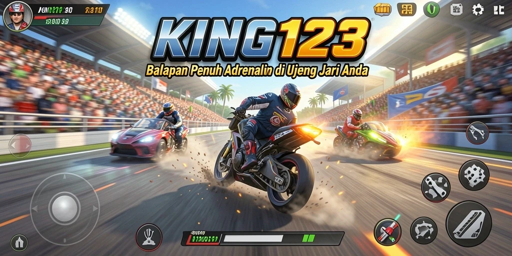 Tampilan gameplay dalam KING123 menampilkan balapan yang mendebarkan dengan grafis tinggi.