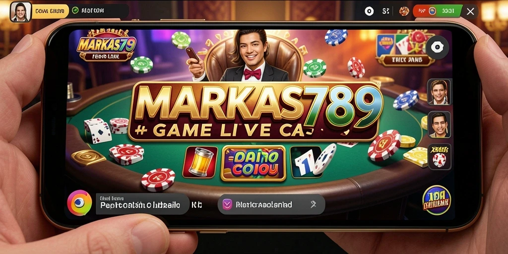 Screenshot gameplay MARKAS789 yang menampilkan dealer langsung dan suasana kasino.