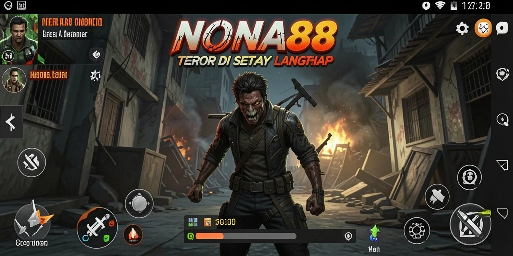 Screenshot gameplay NONA88 yang menampilkan suasana horor yang intens.